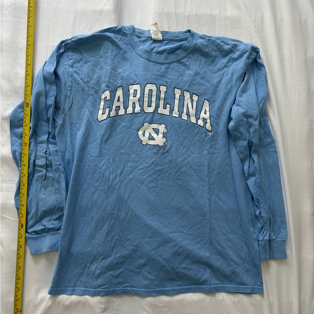 Gildan Carolina Light Blue Long Sleeve Tee with White Logo